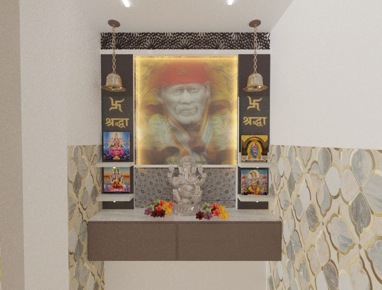 Pooja mandir wall niche project