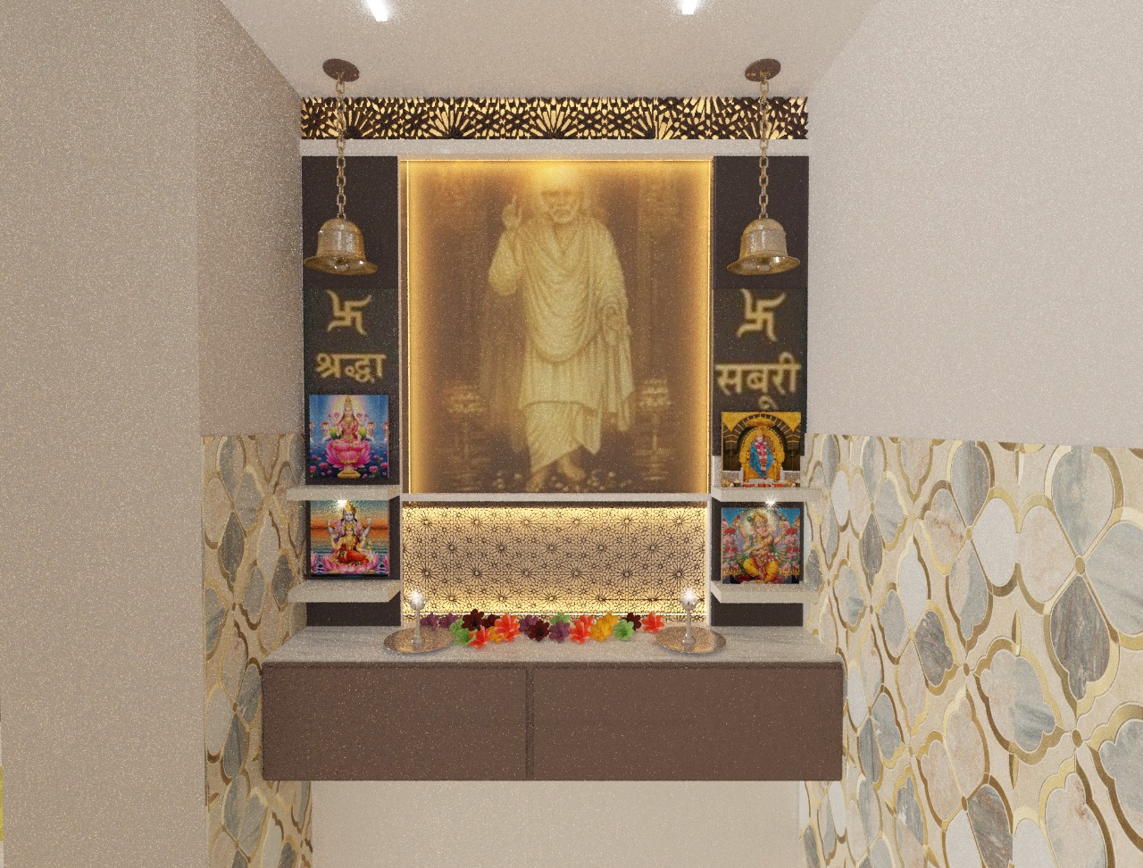Pooja mandir storage design